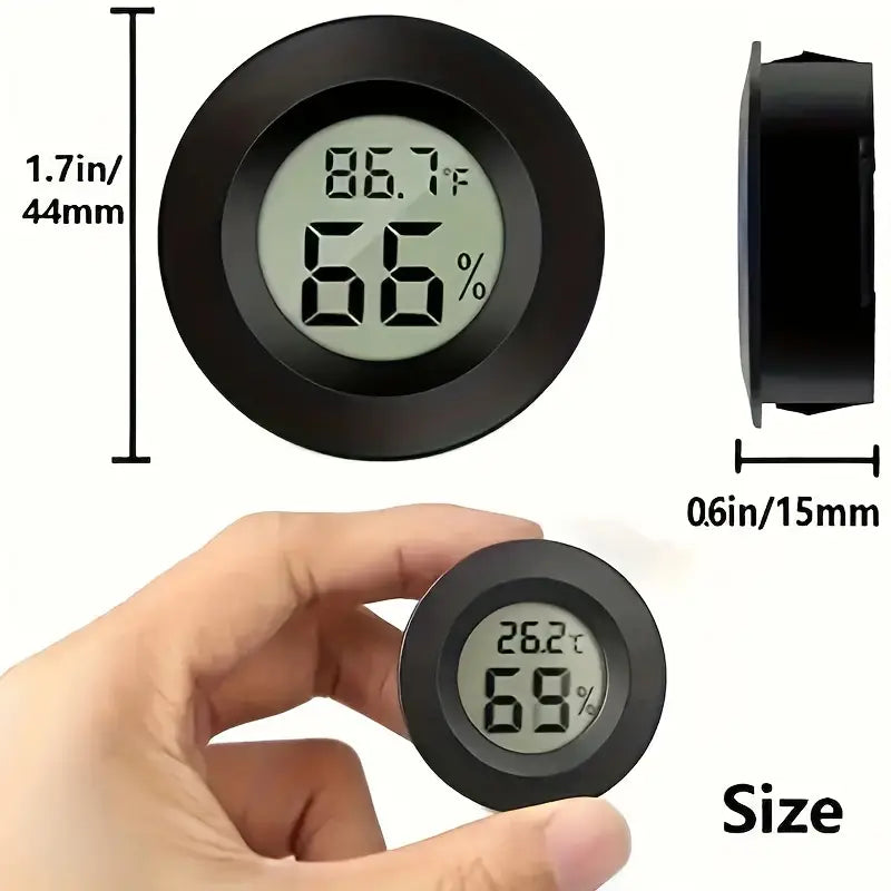 Mini Thermomètre Hygromètre Numérique Rond – Mesure Température et Humidité Intérieure, Écran LCD Compact et Précis