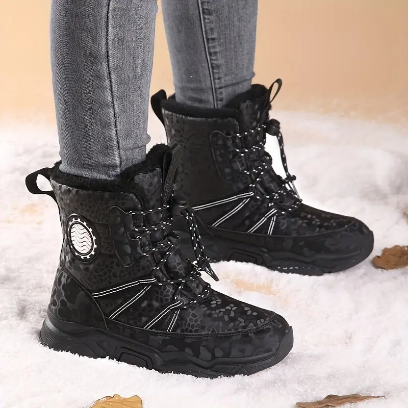 Bottes garçon hiver noires – Chaussures chaudes imperméables avec semelle antidérapante