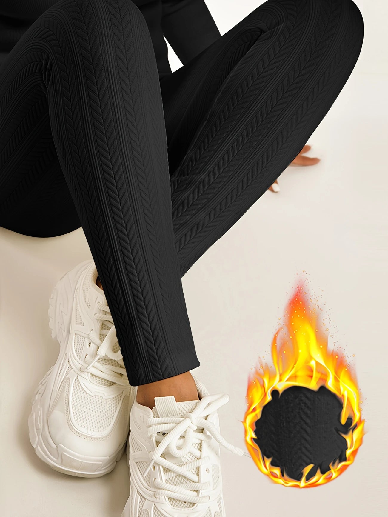 Legging thermique femme taille haute – Doublé polaire effet gainant pour l’hiver