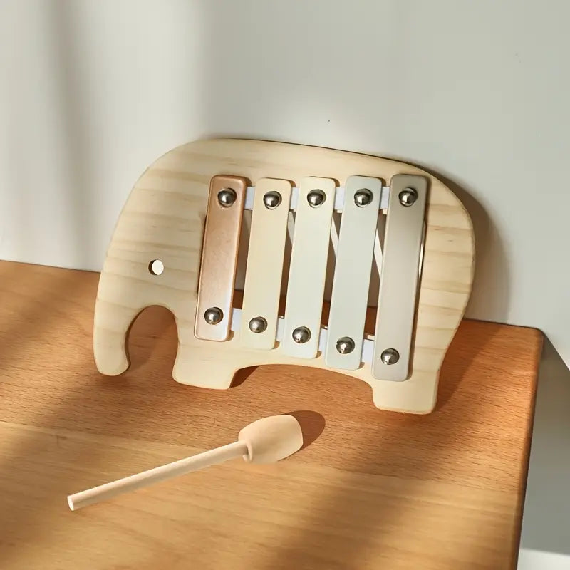 Xylophone Éléphant en Bois pour Enfants – Jouet Musical Éducatif aux Couleurs Douces Montessori