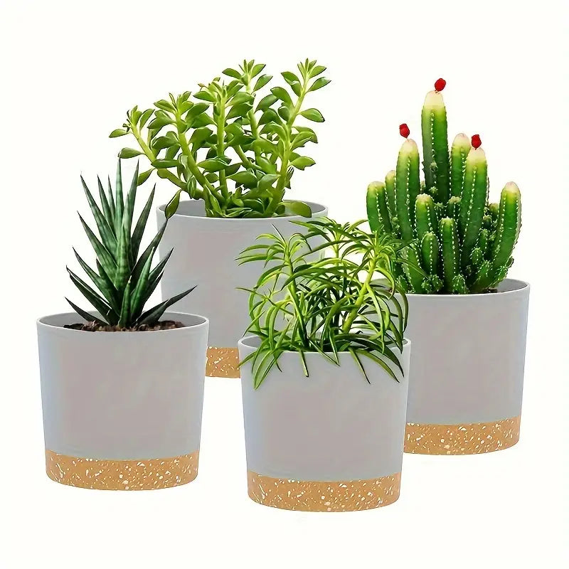 Lot de pots de fleurs modernes – Jardinières décoratives pour plantes, succulentes et cactus