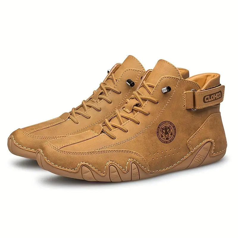 haussures montantes homme en cuir gris – Baskets de randonnée confort et plein air