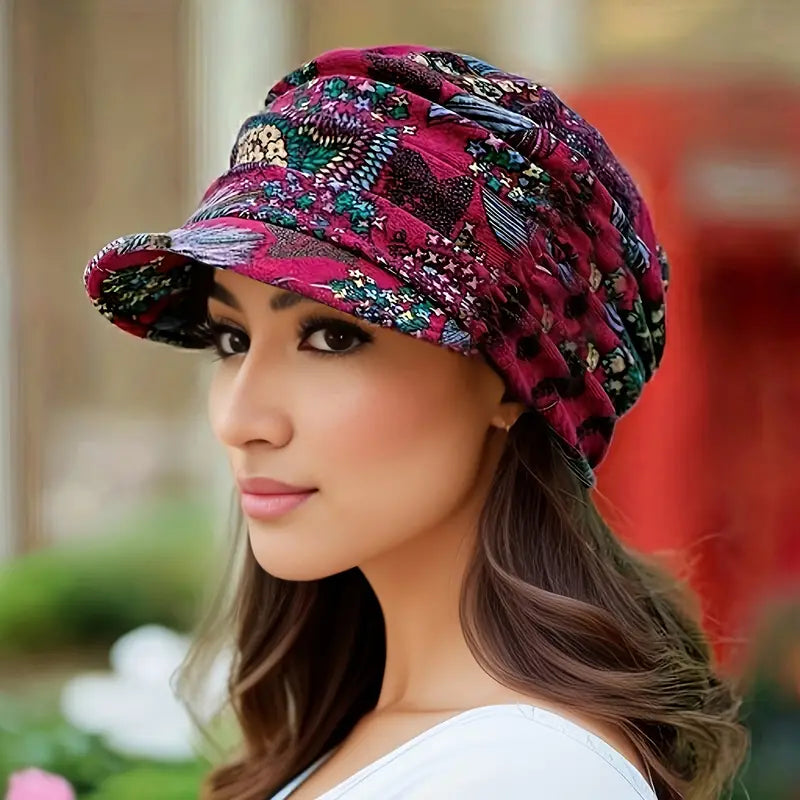Chapeau turban femme élégant imprimé floral – Casquette bohème chic pour été et mi-saison