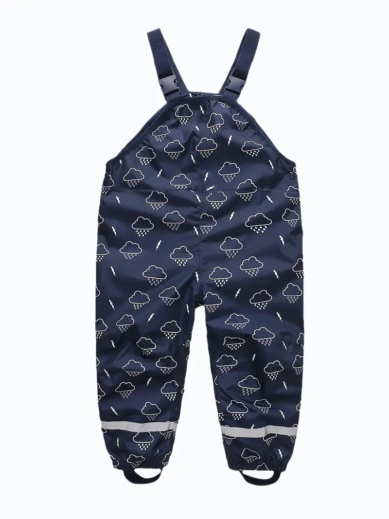 Salopette Imperméable Enfant – Pantalon de Pluie avec Bretelles Motifs Nuages