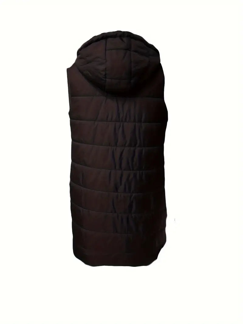 Doudoune Longue Sans Manches Femme avec Capuche – Gilet Matelassé Chaud Idéal pour l’Hiver