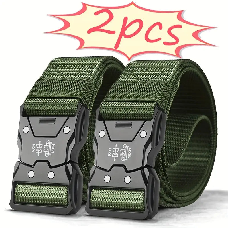 Lot de 2 ceintures tactiques homme en nylon robuste – Boucle métal rapide militaire