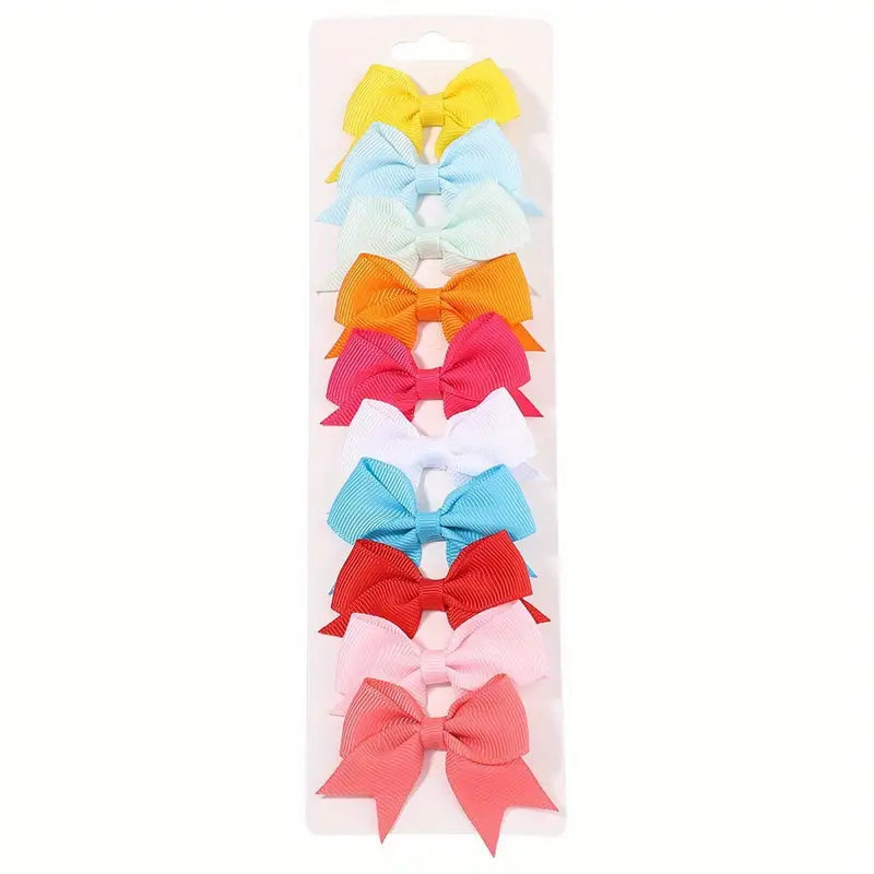 Lot de 10 Barrettes Nœud Colorées en Tissu, Pinces Cheveux Antidérapantes et Confortables pour Filles