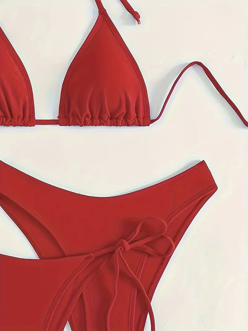 Ensemble Bikini Brésilien – Triangle Ajustable & Bas Échancré à Nouer