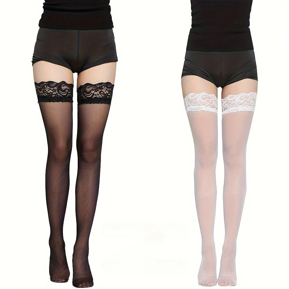 Bas Autofixants en Dentelle – Lot de 4 Paires Sexy & Confortables