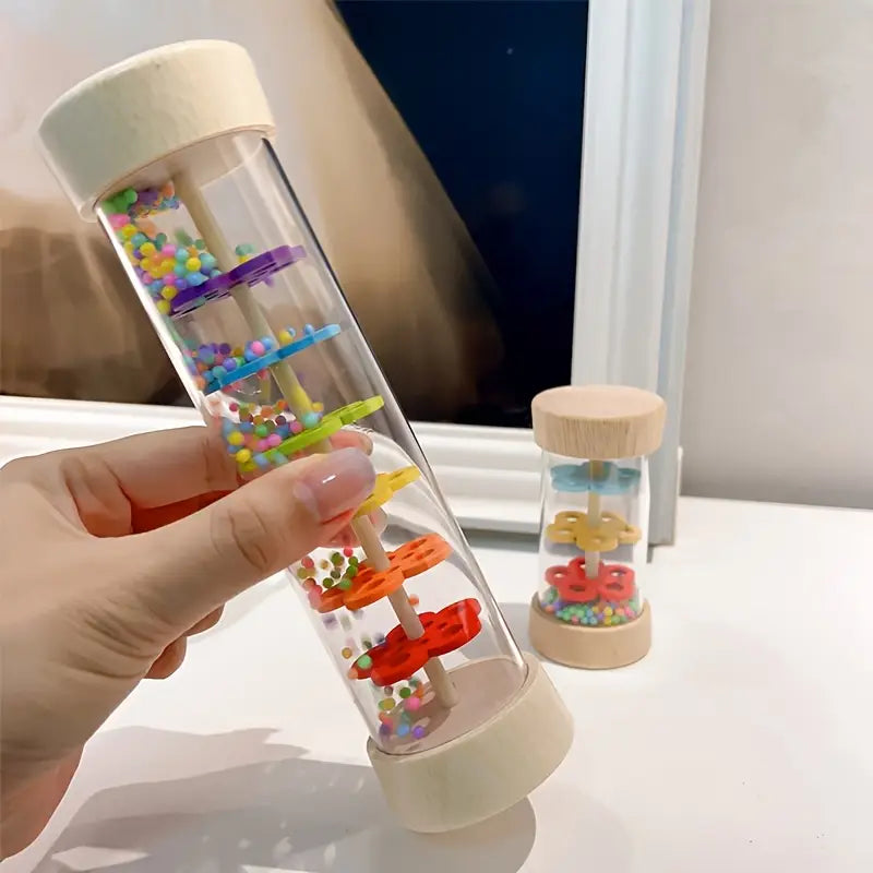 Bâton de Pluie Sensoriel en Bois pour Bébé – Jouet d’Éveil Musical et Coloré