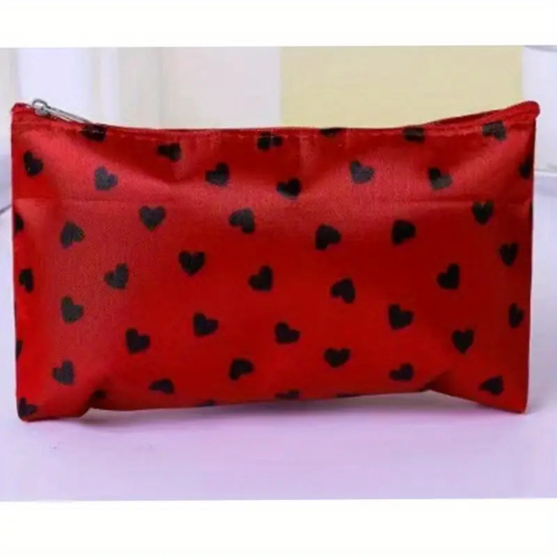 Trousse de Maquillage Motifs Cœurs – Pochette Zippée pour Rangement Cosmétique, Stylos ou Accessoires