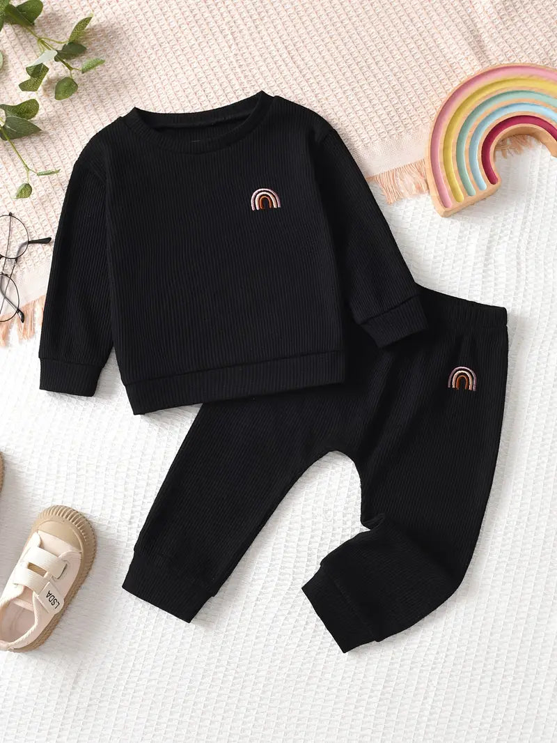 Ensemble Bébé Garçon Confort Côtelé – Tenue 2 Pièces Pull + Pantalon Marron Décontracté