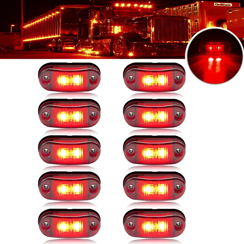 Lot de 10 Feux de Gabarit LED Ambre – Éclairage Latéral Étanche 12V pour Camion, Remorque, Caravane