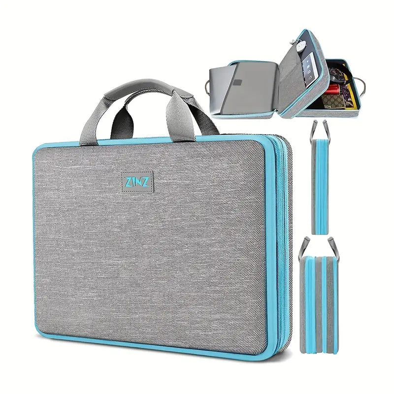 Mallette rigide pour ordinateur portable  Sacoche de rangement étanche avec double fermeture éclair et poches organisées