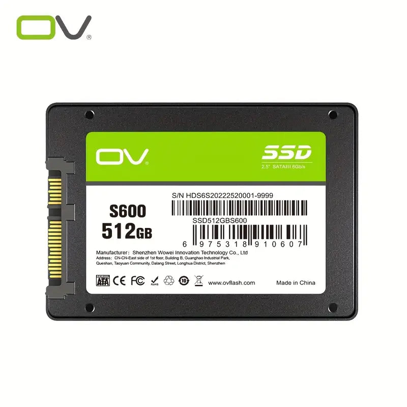 Disque SSD OV S600 512Go – Disque Interne 2.5'' SATA III Haute Vitesse pour PC et Ordinateur Portable