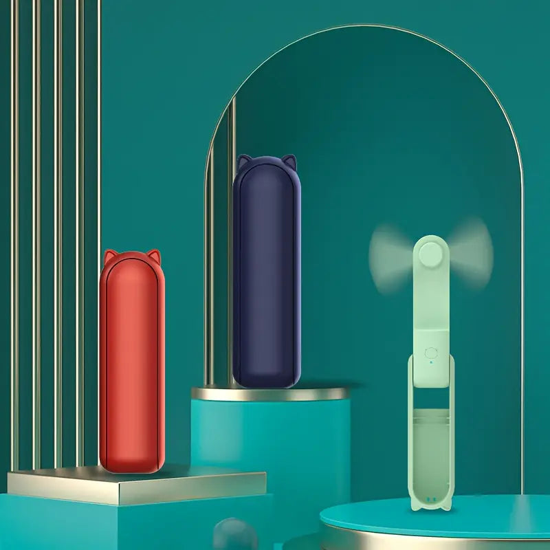 Mini Ventilateur de Poche USB – Design Pliable avec Oreilles de Chat, Rechargeable et Silencieux, Idéal pour Été et Voyage