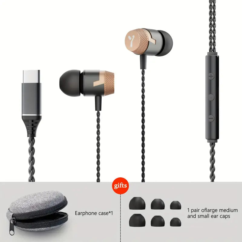 Écouteurs Intra-Auriculaires Filaire Stéréo avec Micro – Design Métallique Confortable et Son Haute Qualité
