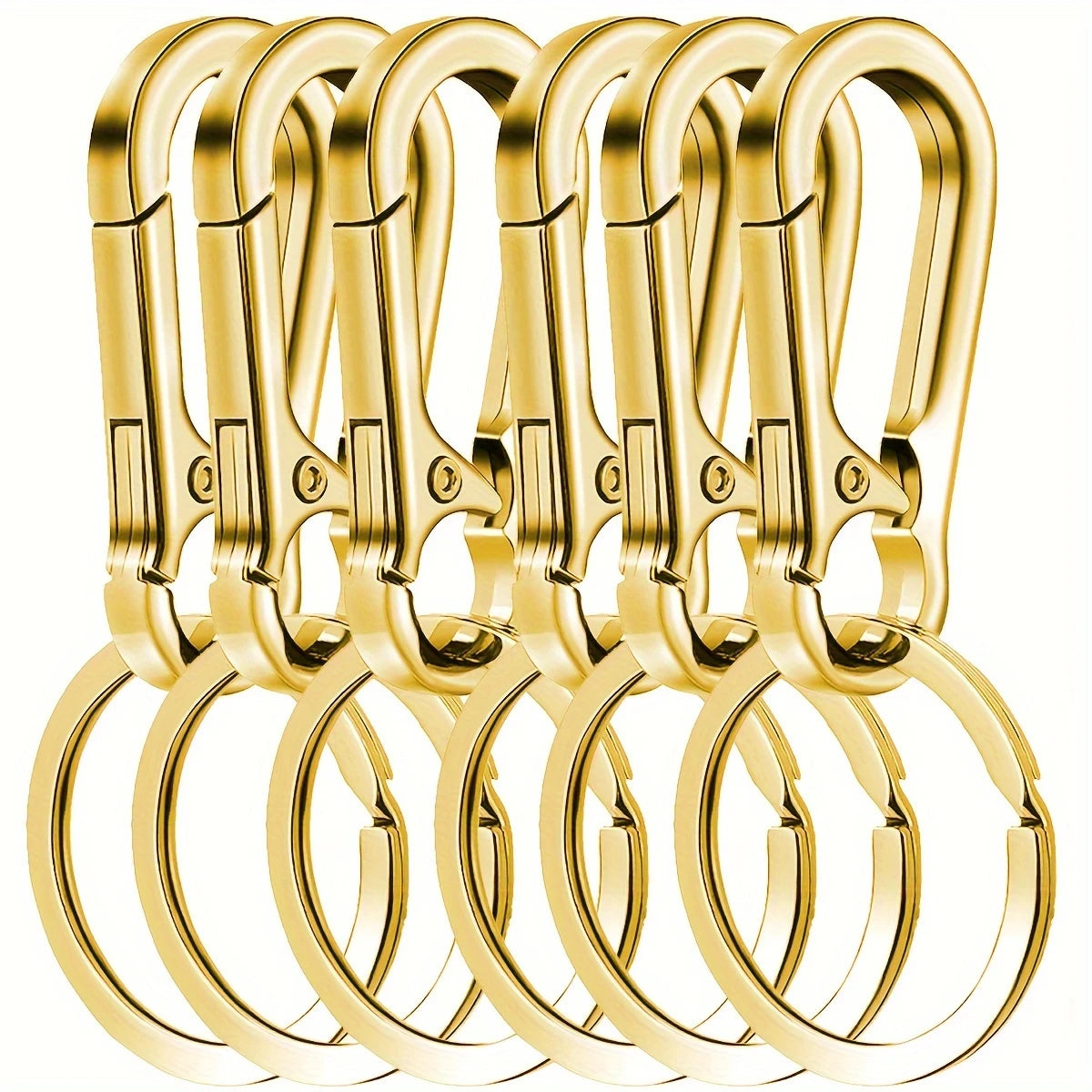 Lot de 6 Porte-Clés Mousquetons Métal – Anneaux Robustes et Clip Rapide pour Clés, Sac ou Ceinture