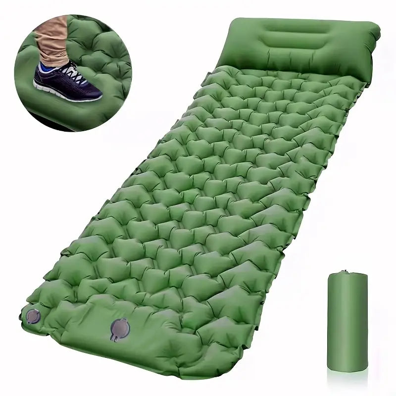 Matelas de camping gonflable ultra léger – Tapis de sol portable avec oreiller intégré