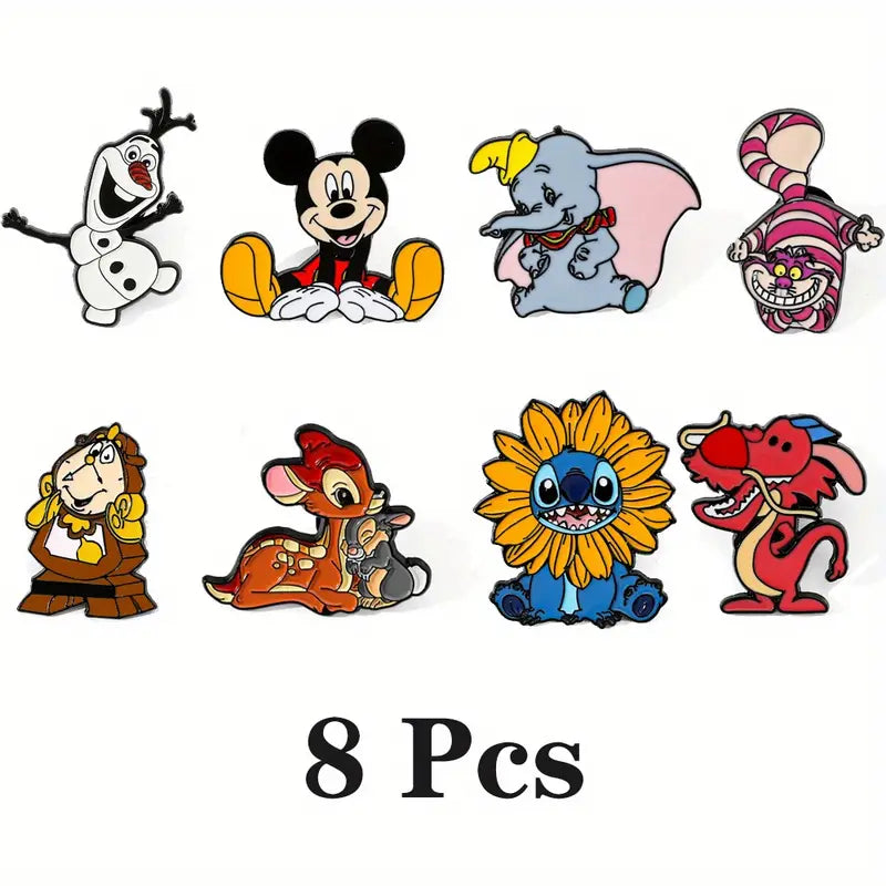 Lot de Broches Enfant Disney – 8 ou 16 Pièces Personnages Célèbres, Accessoires Fantaisie pour Sac, Vêtements et Collection
