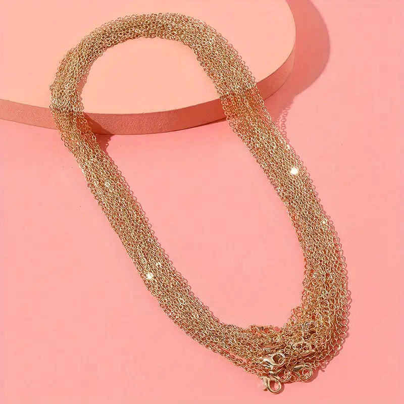 Lot de 50 Chaînes Argentées avec Fermoir – Chaînes Collier DIY pour Fabrication de Bijoux & Perles