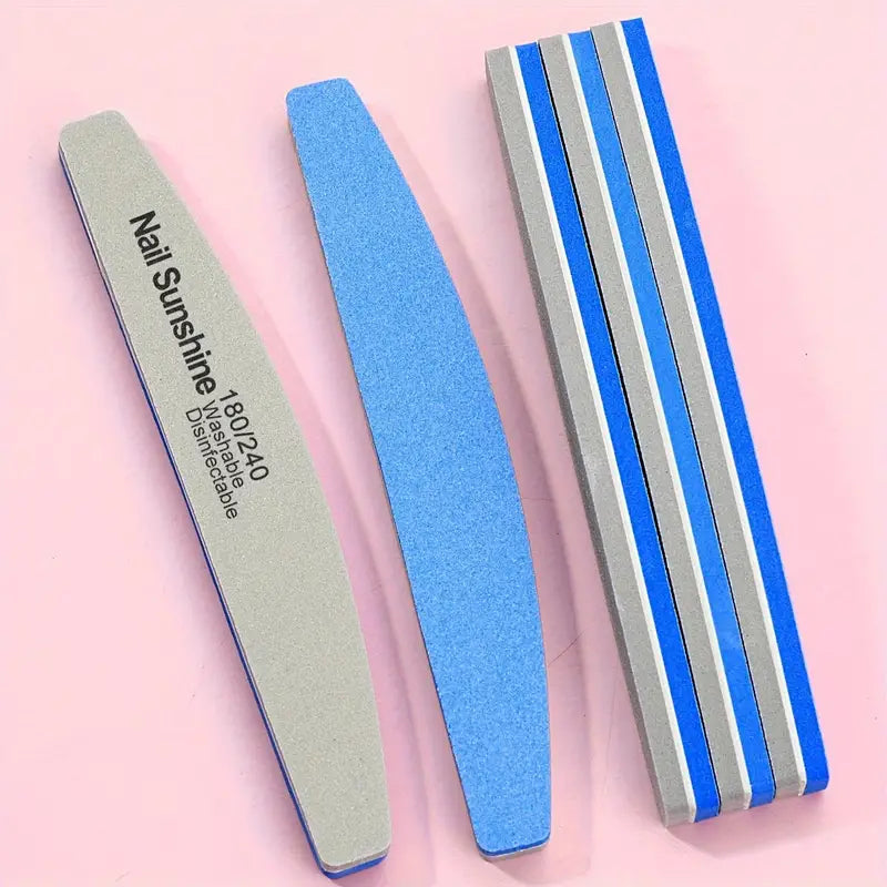 Limes à Ongles Professionnelles Double Face 100/180 – Outils de Polissage et Ponçage Manucure et Pédicure