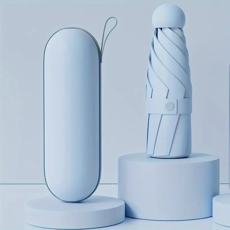 Parapluie pliable bleu ciel avec étui rigide Compact, élégant et imperméable