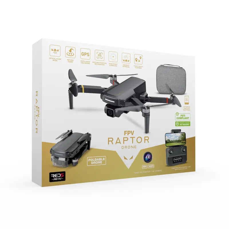 Drone FPV Raptor Pliable avec Caméra 4K – GPS, WiFi et Retour Automatique pour Vol Stable et Immersif