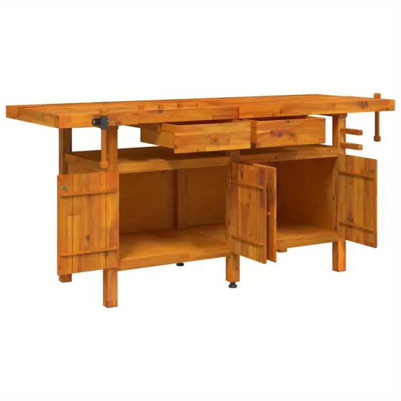 Établi de Menuisier Professionnel en Bois Massif avec Presse Intégrée – Table de Travail Robuste pour DIY et Artisanat