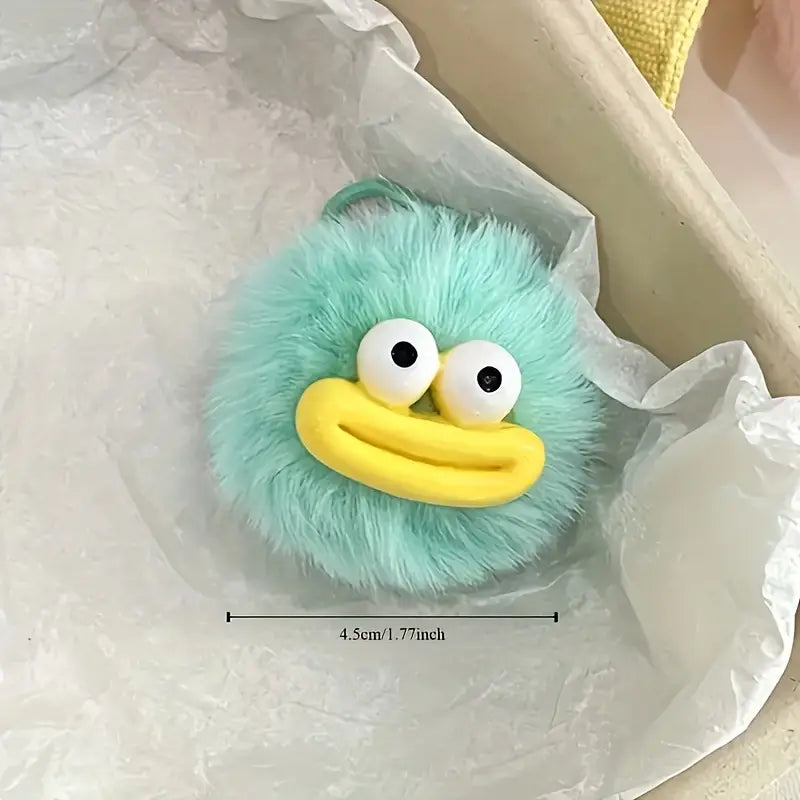 Porte-clés Enfant Peluche Rigolote – Porte-clés Pompon Doux avec Yeux Amusants et Bouche Colorée
