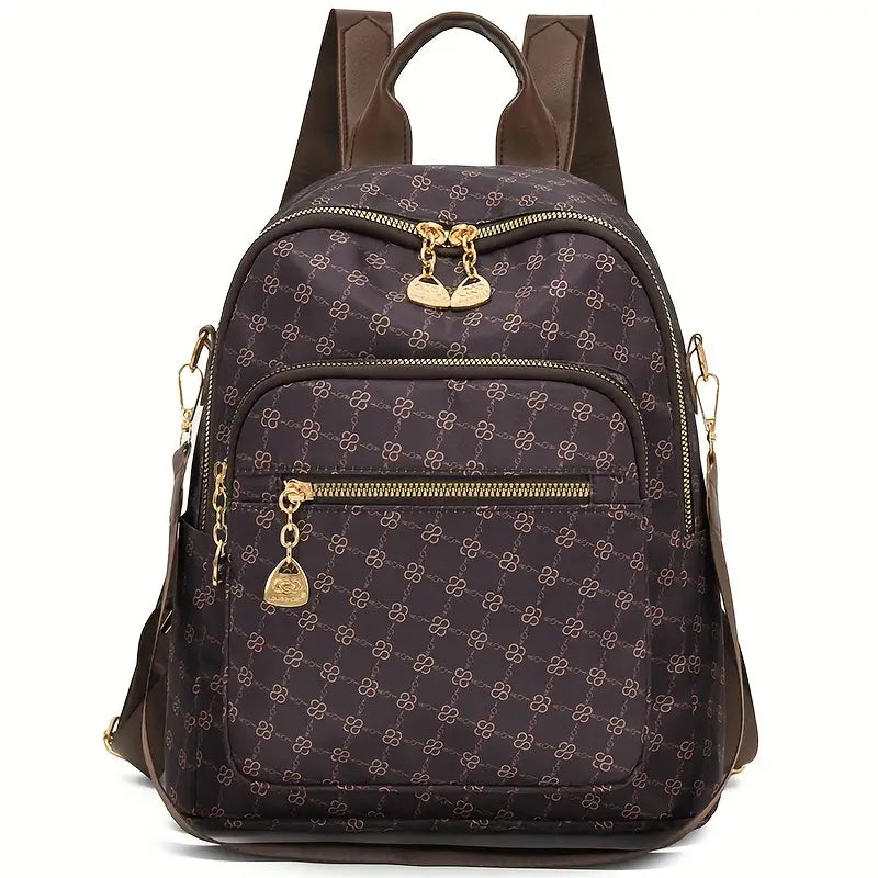 Sac à dos femme tendance en simili cuir beige – Design chic et imprimé élégant