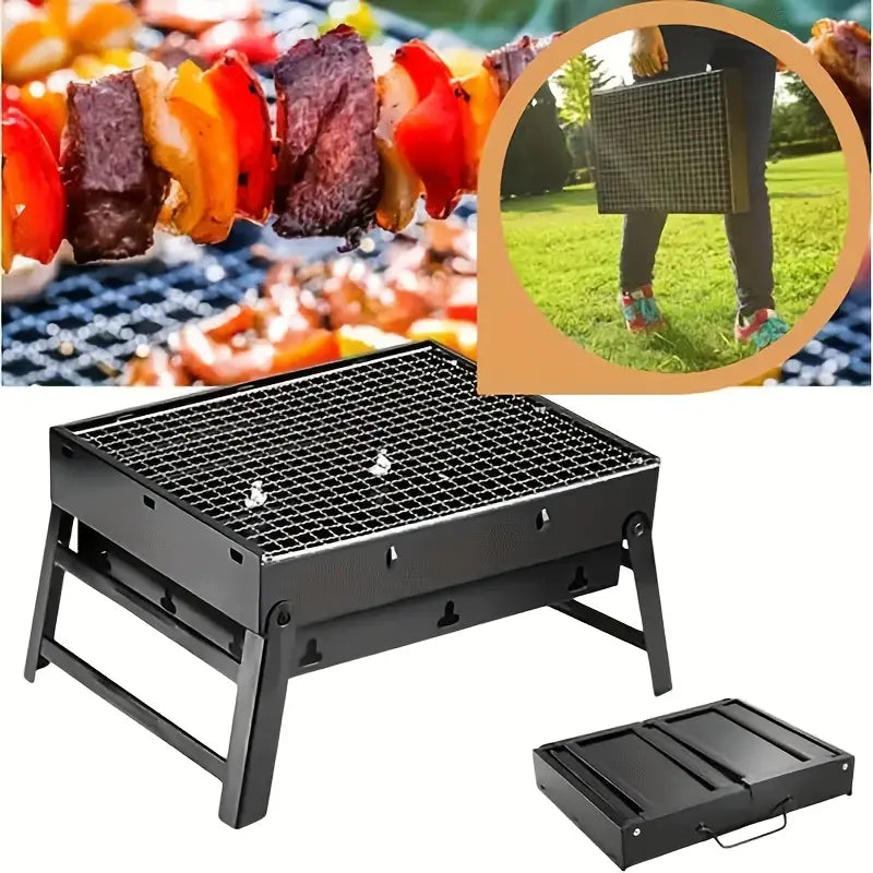 Barbecue portable pliable au charbon – Grill de camping idéal pique-nique et cuisine en plein air