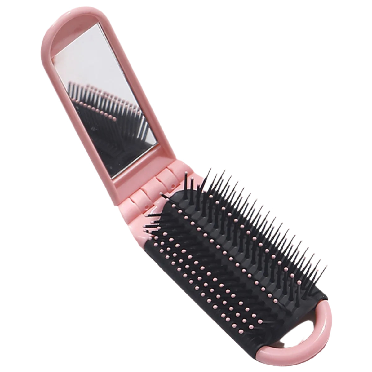 Brosse à Cheveux Pliable avec Miroir Intégré – Accessoire 2 en 1 Compact pour Retouches Beauté en Déplacement