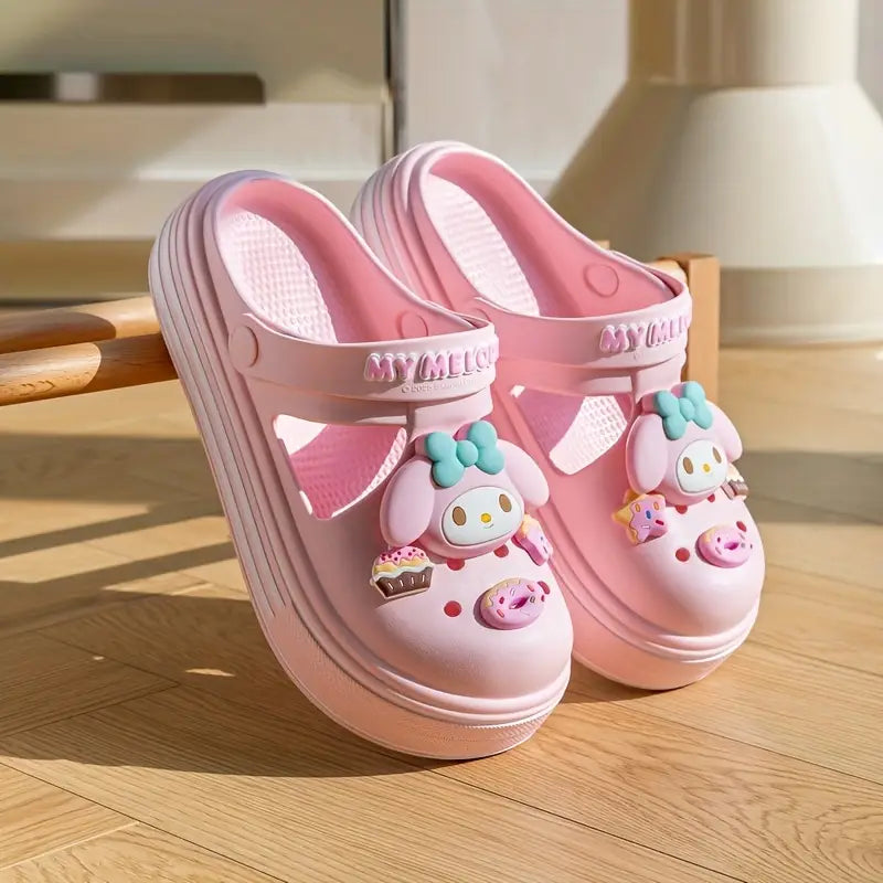 Sabots fille roses My Melody – Mules légères avec décorations kawaii et semelle confort