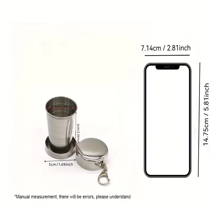 Gobelet pliable en acier inoxydable avec porte-clés – Tasse de voyage compacte pour Camping et Randonnée