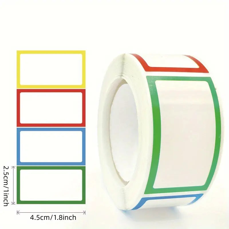 Rouleau d’Étiquettes Adhésives Colorées – 500 Autocollants Rectangulaires 4,5 x 2,5 cm pour Organisation, Papeterie et Bricolage
