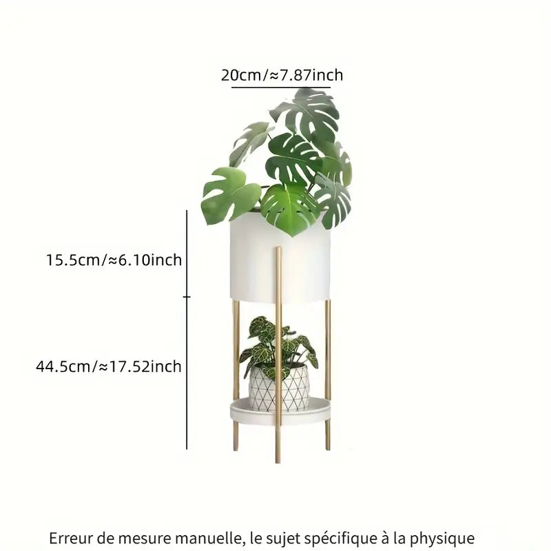 Porte-plante design avec support en métal doré – Meuble décoratif gain de place pour RV et intérieur