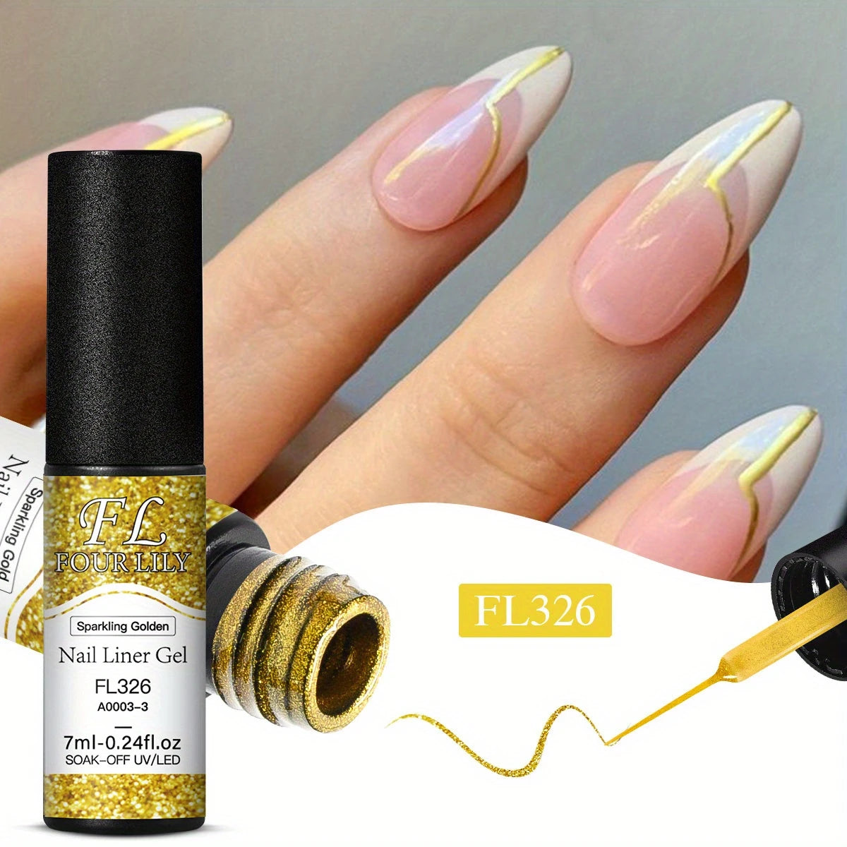 Gel Liner Argenté Pailleté – Nail Art Précis et Brillant | Vernis à Ongles UV/LED