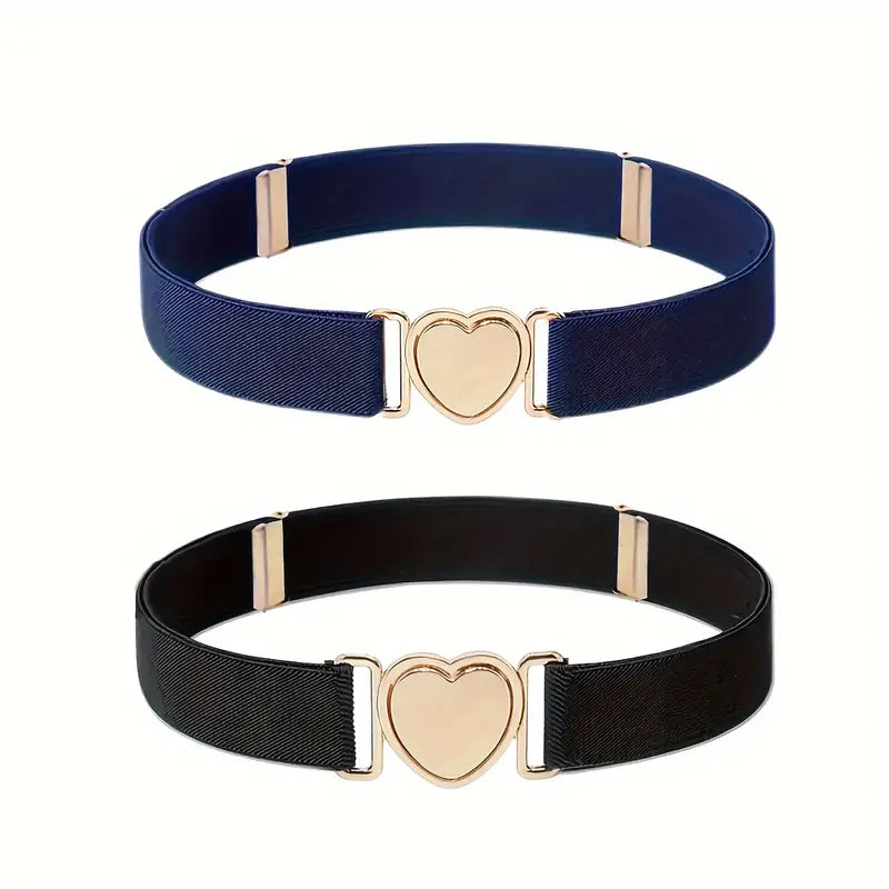 Ceinture Femme Élastique avec Boucle Cœur Dorée – Accessoire Mode Chic pour Robe et Taille
