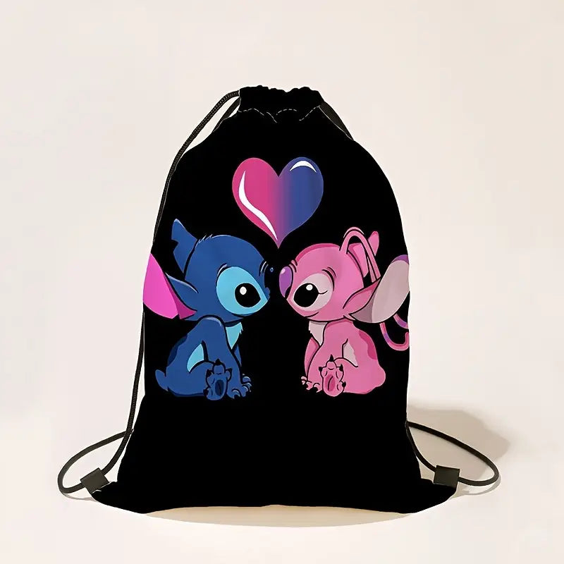 Sac à dos enfant léger à cordon – Motif dessin animé bleu, pratique pour sport et école