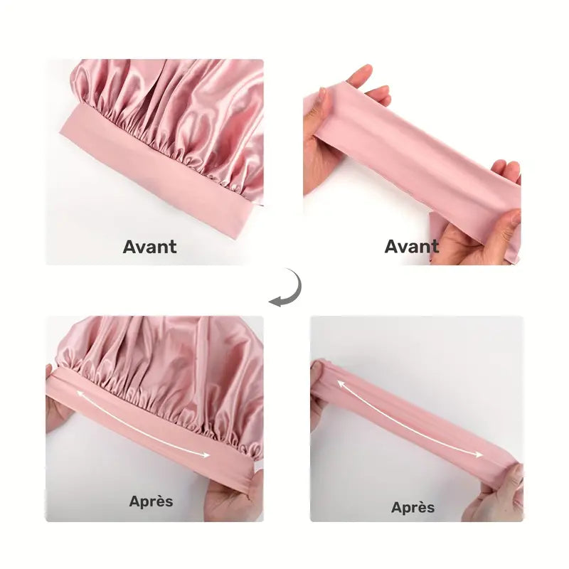 Bonnet en Satin avec Nœud – Protection Cheveux Nuit pour Boucles, Lissage et Coiffures Préservées