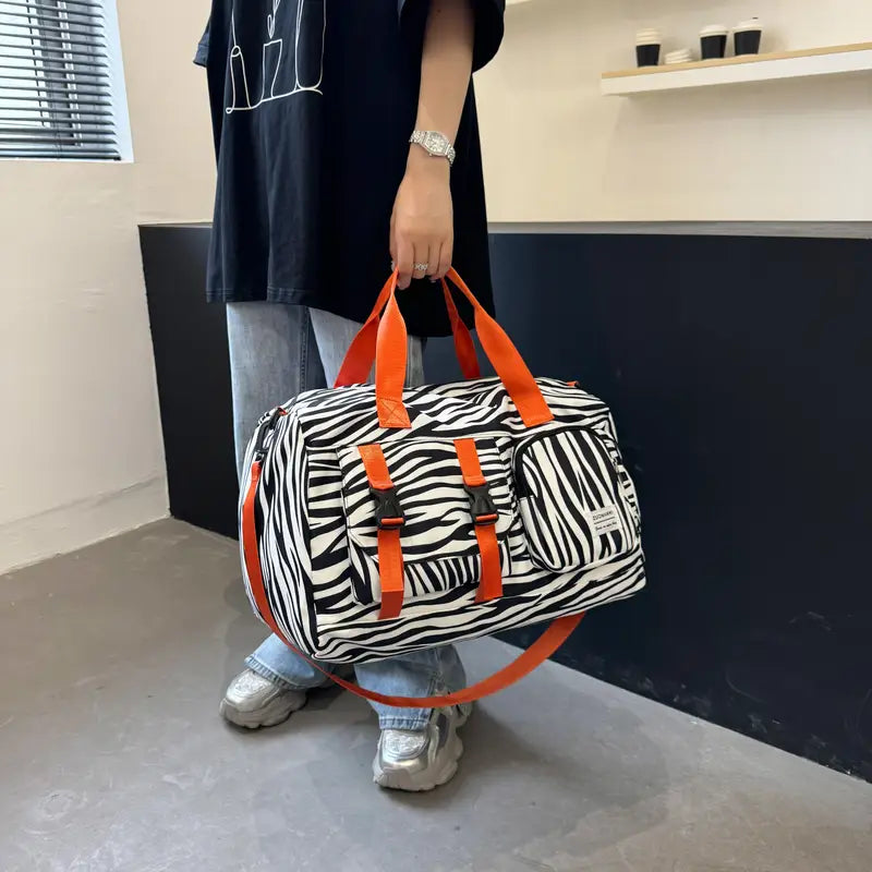 Sac de Voyage Sport et Week-End Rose Imprimé Léopard – Cabine Grande Capacité avec Bandoulière Réglable