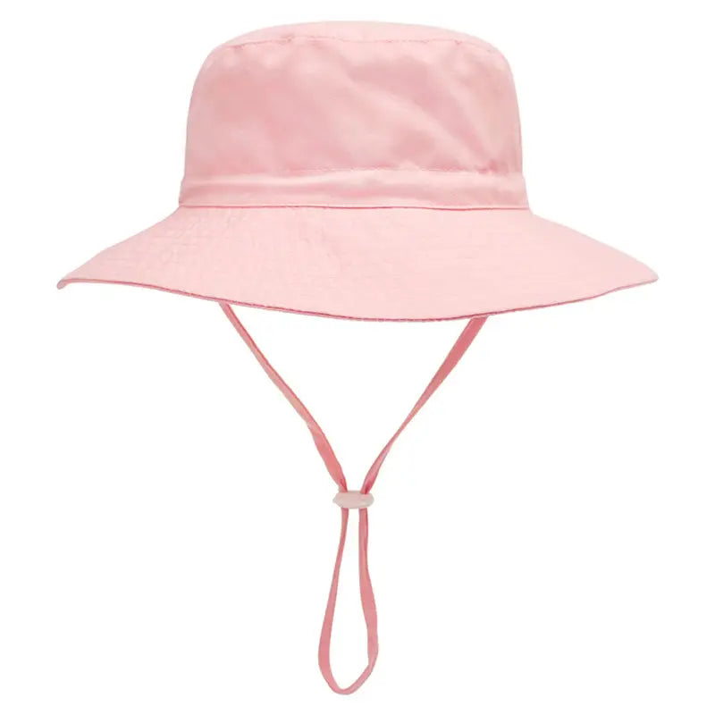 Chapeau de soleil enfant avec cordon – Protection anti-UV, motifs colorés et unis pour filles et garçons