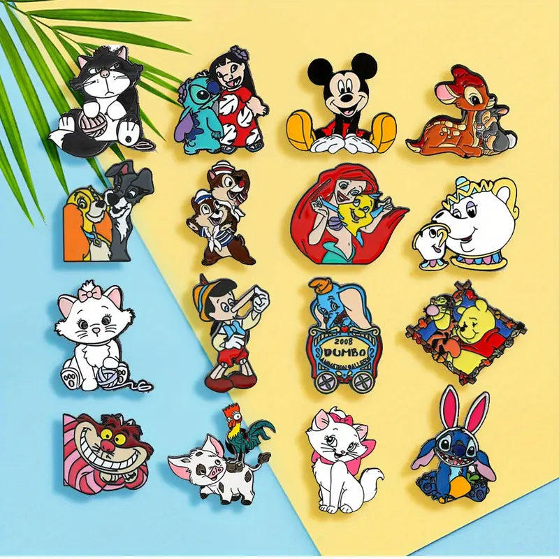 Lot de Broches Disney Enfant – Pins Mickey, Stitch, Bambi, La Petite Sirène, Winnie et Personnages Classiques