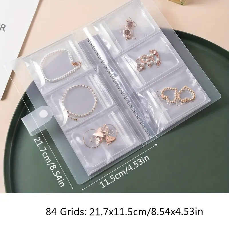 Pochette de rangement bijoux 84 compartiments – Organisateur portable pour boucles d’oreilles, bagues et bracelets