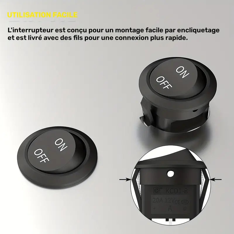 Interrupteur étanche ON/OFF 12V 20A pour bateau et kayak – Accessoire électrique marin facile à installer
