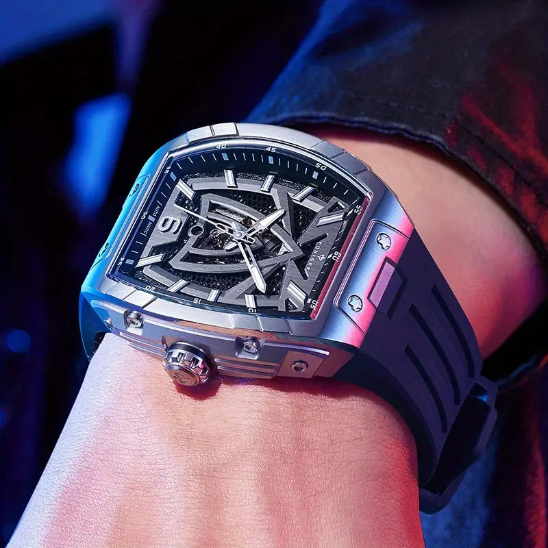 Montre homme automatique de luxe – Design squelette moderne avec bracelet en silicone