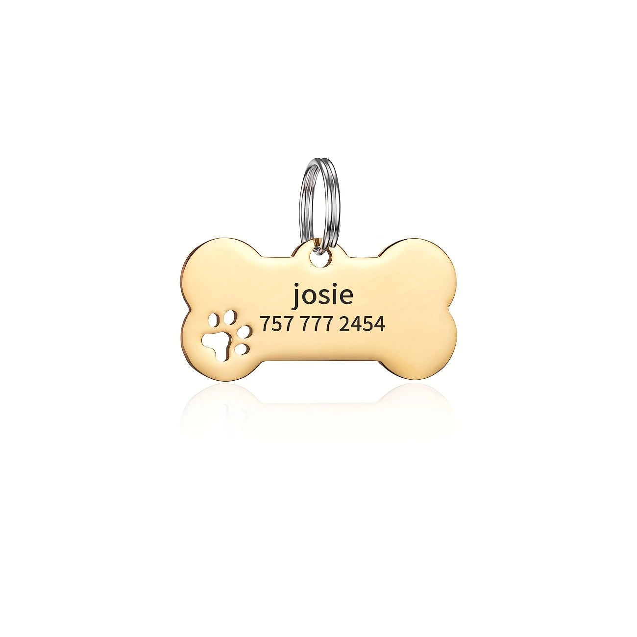 Médaille personnalisée en forme d’os pour chien ou chat – Gravure nom et téléphone incluse
