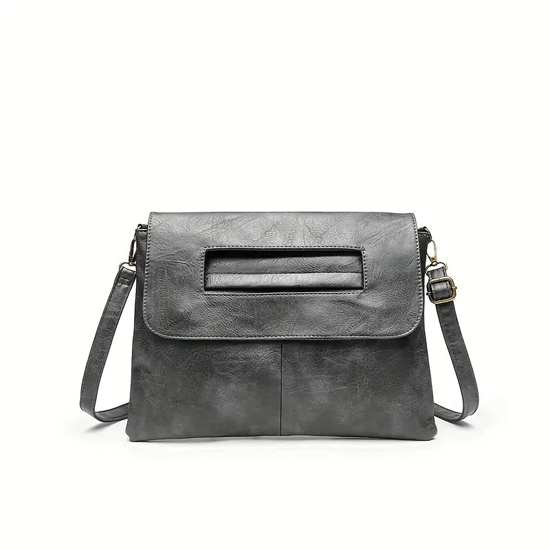 Mallette en simili cuir gris pour femme Sacoche élégante avec bandoulière amovible et compartiments pratiques