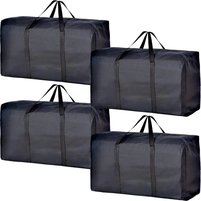 Lot de 4 grands sacs de rangement noirs Idéal pour vêtements, couettes, voyages et déménagements